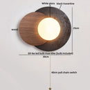 Axyaa Luxury LED Wall Light Black Travertine Glass Wood Japan Style Bedside Lamp