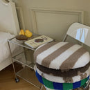 Axyaa Cozy Jacquard Lamb Wool Seat Cushion - Bear Stripe Design