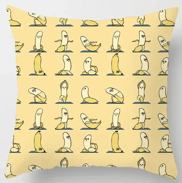 Axyaa Yoga Panda & Avocado Cartoon Animal Throw Pillow Bundle