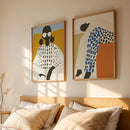 African Woman Art Print Set, Modern Geometric Painting, Medieval Style Poster by Axyaa