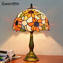 Axyaa Stained Glass LED Table Lamp - Mediterranean Baroque Style Bedroom Light