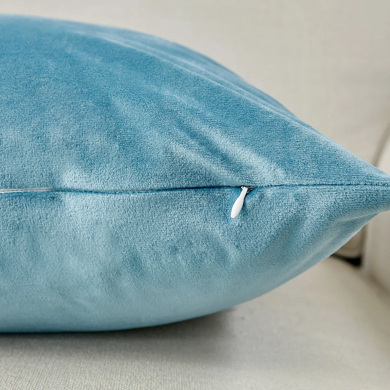 Blue Velvet Cushion Cover for Stylish Home Decor by Axyaa