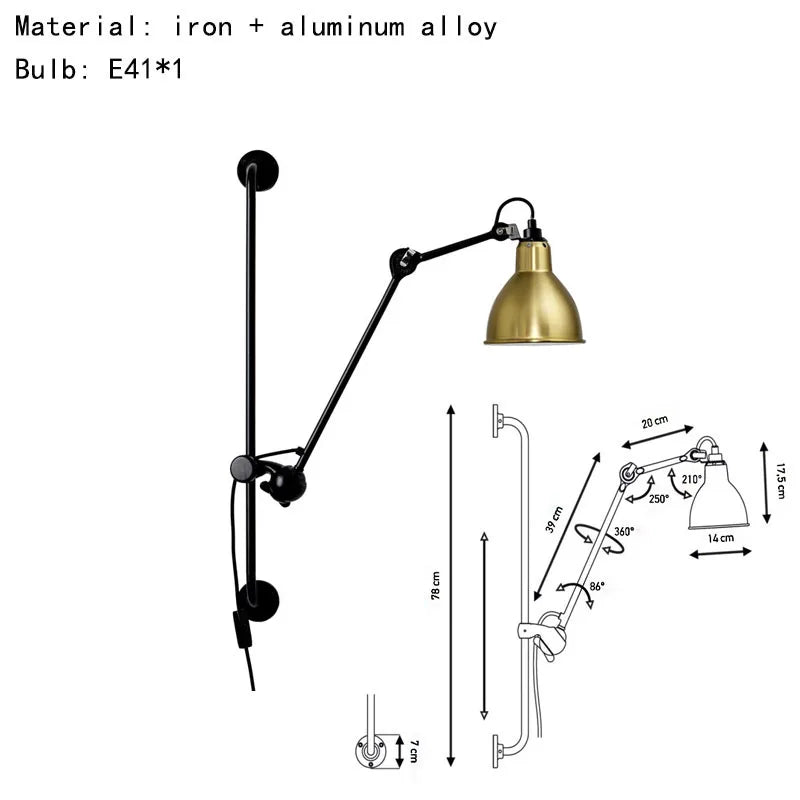 Axyaa Rotatable Wall Lamp for Bedroom Reading Parlor Sconce - Black/Yellow/Orange