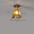 Axyaa Amber Glass LED Ceiling Lamp: Modern Aluminum Wood Light Fixture