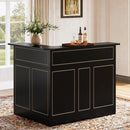 Axyaa 4-Tier L-Shaped Bar Cabinet with Stemware Racks in Black