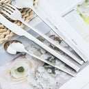 Axyaa 24-Piece Stainless Steel Black Cutlery Set Dinnerware Flatware Tableware