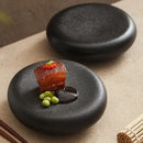 Axyaa Black Frosted Ceramic Western Steak Plate Set