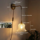 Axyaa Vintage Copper Glass Wall Light with Pull Chain Switch - LED Fixture for Bar, Bedroom, Dining Room