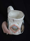 Axya Hand-Painted 3D Ceramic Coffee Mug with Handle - Retro Milk Mug