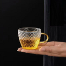 Axyaa 100ml Glass Fish Scale Teacup Set Transparent Handle Kung Fu Small Cup