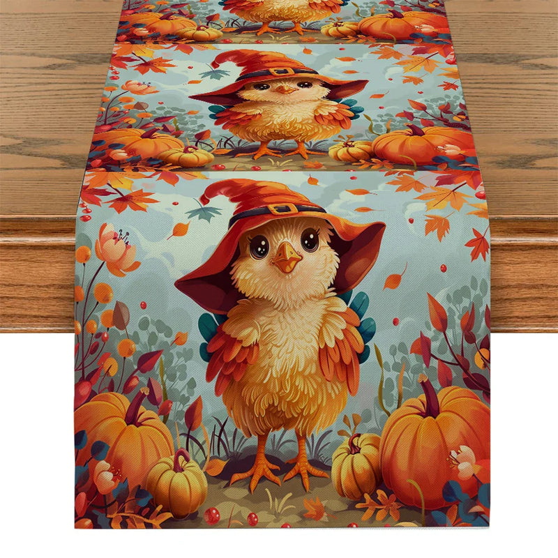 Axyaa Thanksgiving Table Runner: Washable Dining Cloth for Indoor Outdoor Home Décor