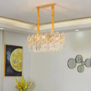 Axyaa Oval Crystal Chandelier LED Lighting in Gold and Black for Luxe Living Room Decor
