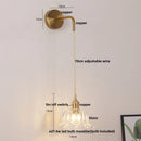 Axyaa Copper LED Wall Lamp Sconce with Glass Shade & Pull Chain Switch