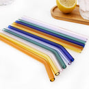 Axyaa Glass Straws Set with Brush Bag, 9pcs Smoothie Cocktail Milkshake Juice Straws