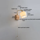 Axyaa Gold Brass Glass LED Wall Sconce Pull Chain Switch Wandleuchte