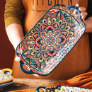 Axyaa Ceramic Steamed Fish Plate - Large Rectangular Binaural Fish Plate