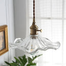Nordic Lotus Leaf Pendant Light, Axyaa Glass Lamp for Bedroom, Dining, Kitchen - Green/Brown