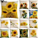 Axyaa Sunflower Pattern Linen Throw Pillow - 45*45cm