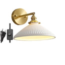 Axyaa Nordic Ceramic LED Wall Light with Pull Chain Switch, Modern Copper Sconce Home Lighting