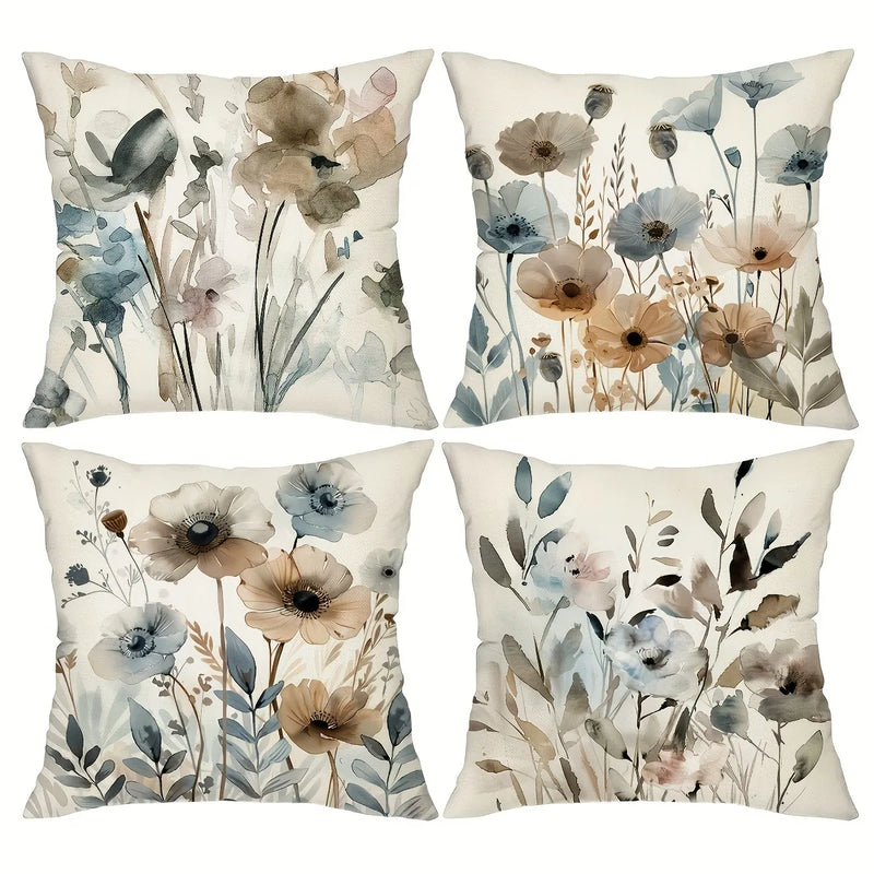 Axyaa Watercolor Floral Pattern Pillowcase 45x45cm
