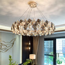 Axyaa Mid Century Square Crystal Chandelier LED Pendant Lamp for Home Décoration
