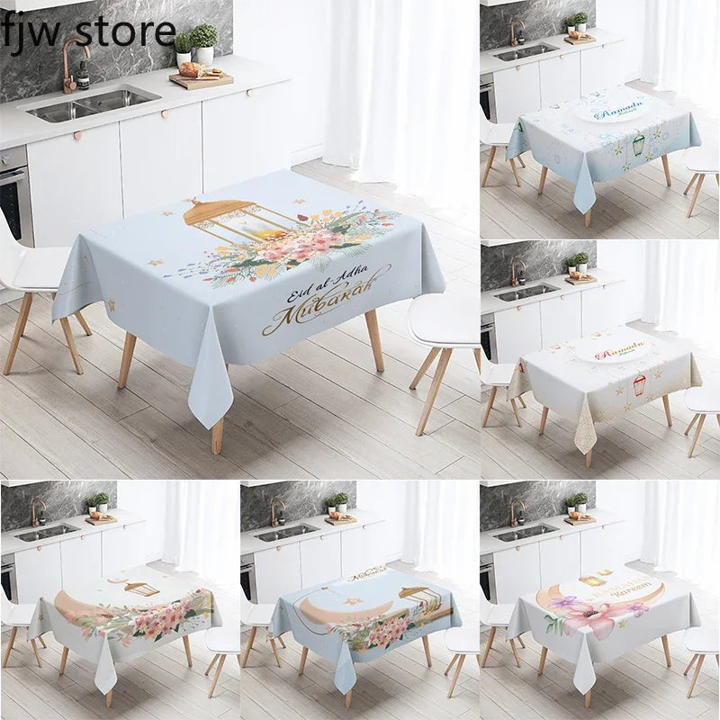 Axyaa Ramadan Mubarak Tablecloth - Islamic Mosque Home Decor & Ramadan Karim Theme