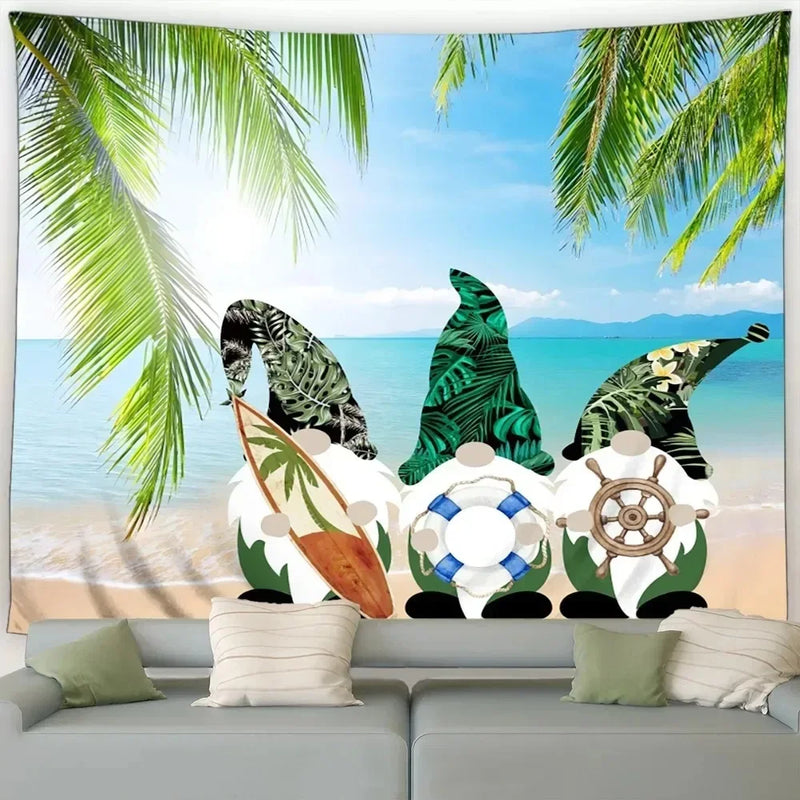 Axyaa Christmas Dwarf Snowman Print Tapestry for Festive Home Decor