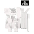 Axyaa Stainless Steel Cutlery Set - 30 Pieces, Black Dinnerware Flatware Set