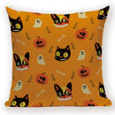 Axyaa Halloween Cushion Cover - Spooky Decorative Pillowcase with Pumpkin, Ghosts & Flying Carpet