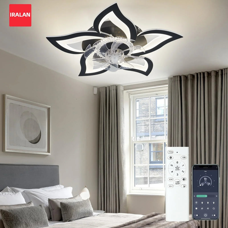 Axyaa Smart Home Ceiling Fan with Remote Control LED Chandelier for Bedroom Living Room