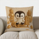 Axyaa Snowman Balloons & Gift Pillow Cover for Sofa, Bedroom, Car