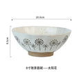 Axyaa Retro Ceramic Noodle Soup Bowl Underglaze Colored Lace Tableware