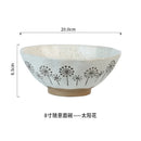 Axyaa Retro Ceramic Noodle Soup Bowl Underglaze Colored Lace Tableware
