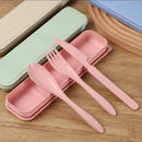 Axyaa Wheat Straw Tableware Set - 24PCS Dining Plate Bowl Cup Knife Spoon