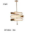 Axyaa Golden Iron Glass Chandelier: Postmodern Art Deco Lighting for Dining Room