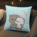 Axyaa Peach Cat Soft Cushion Cover 45x45 for Bed Sofa Home Decor