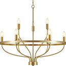 Axyaa Brass 9-Light Chandelier Gold Finish Geometric Ceiling Light for Dining & Living Room
