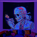 Axyaa Psychedelic Skull Head UV Reactive Tapestry Wall Hanging