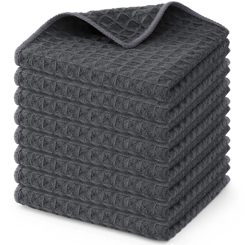 Axyaa Microfiber Waffle Kitchen Towels - Ultra Absorbent Cleaning Rags