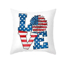 Axyaa LOVE USA Patriotic Letters Decorative Cushion Cover - Cartoon Style Home Decor Pillowcase