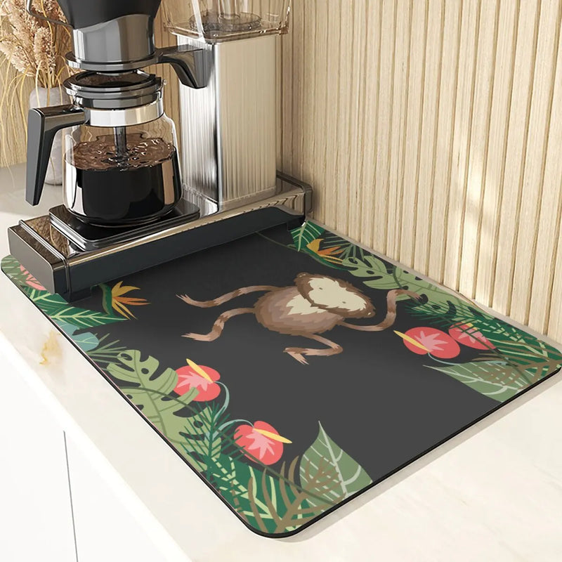 Axyaa Monkey Pattern Diatomaceous Earth Coasters: Stylish Cup Placemats & Coaster Set