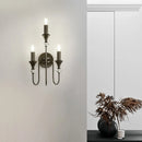 Axyaa Dual Head Crystal Brass Wall Lamp LED E14 Retro Bedroom Aisle Light