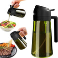 Axyaa Dark Green Glass Oil Sprayer 2-in-1 Olive Oil Dispenser Bottle