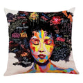 Axyaa African Women Face Print Cushion Cover - 45x45cm Home Decor Pillowcase