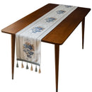 Luxury Nordic Flower Embroidery Table Runner with Tassels by Axyaa