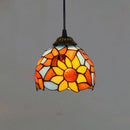 Mosaic Pendant Light with Stained Glass Shade in Colorful Mediterranean Style by Axyaa