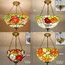 Axyaa Mediterranean Tiffany Glass Pendant Light Chandelier with LED Home Deco