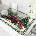 Axyaa Coffee Mat: Christmas Absorbent Draining Mat with Rubber Backing