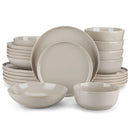 Axyaa Light-Grey Stoneware Plates Set - Dinnerware Set with Plates, Dessert, Bowls