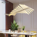 Axyaa Fishbone LED Pendant Lamp: Modern Nordic Chandelier for Restaurant, Office, and Kitchen